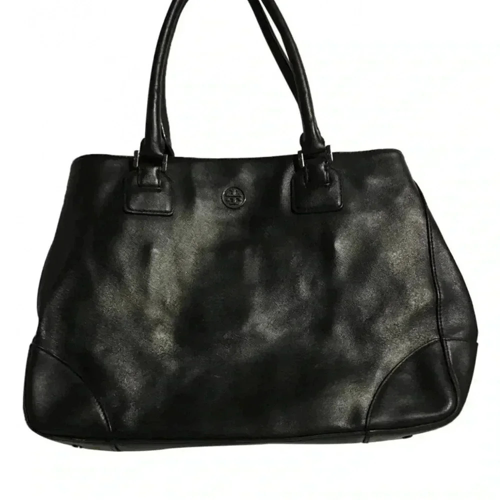 Tory Burch black saffiano leather shoulder handbag